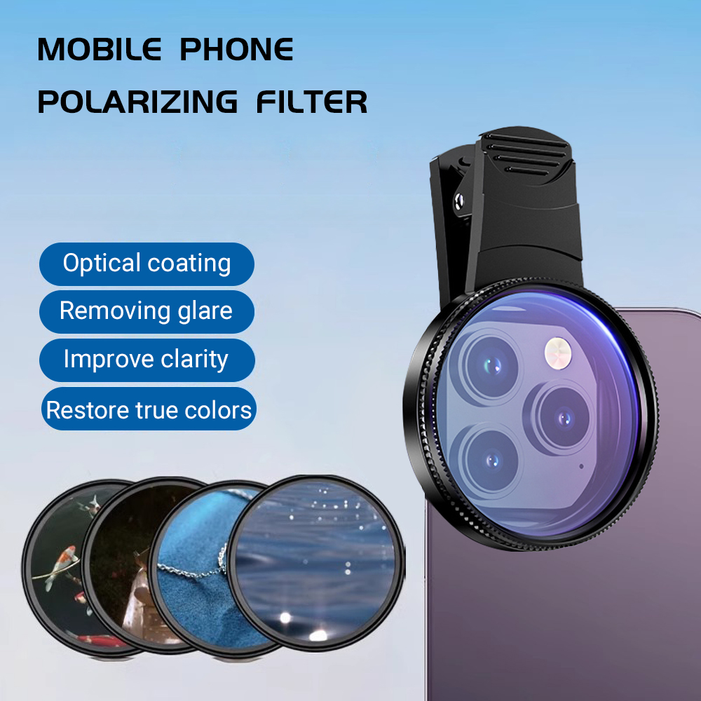 Mobile Tech Accessories - 52 ミリメートル携帯電話レンズユニバーサル偏光カメラクリップカメラアクセサリー付き円形 iPhone サムスン Xiaomi すべてのスマートフォン用