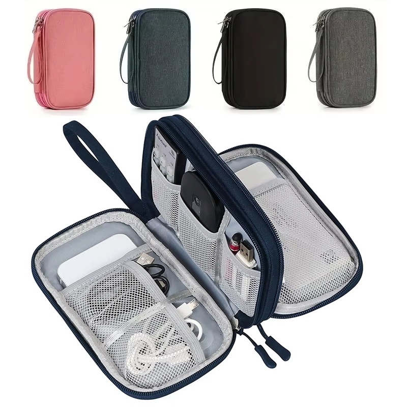 Tech Accessories Case - 防水データケーブル収納バッグ、携帯用ケース、旅行用収納バッグ、USBデータケーブルやアクセサリーの整理に最適。