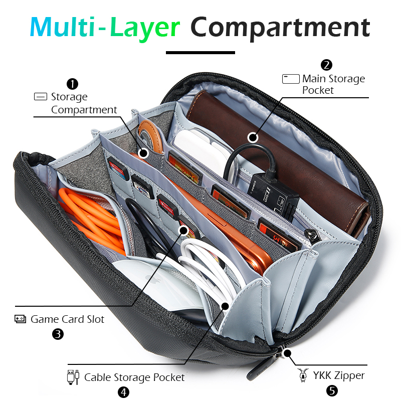 BANGE 大容量トラベルエレクトロニクスアクセサリーオーガ - Tech Accessories Case のレビューと価格